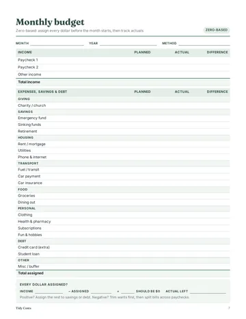 Budget Binder Starter (6 pages)